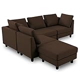 LOWYA （ロウヤ） ソファ レイアウト自在 男性でもゆったりサイズ 天然木フレーム ファブリック ロータイプ クッション2個付き 4人掛け ダークブラウン