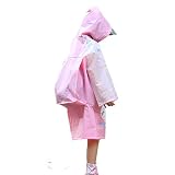レインコート レイングッズ 雨具 子供用レインコート 透明フード付 超軽量 コンパクト 撥水加工 通学 おでかけ用品 かわいい (L, ピンク)