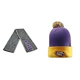 NCAA LSU Tigersポンポン付きニット帽とHailスカーフ2パックバンドル