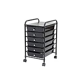 川口工器 ドロワーワゴン 6段 (ブラック) 18804