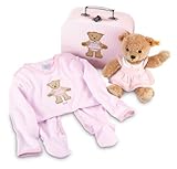 Steiff 25cm Gift Set Includes Sleep Well Bear Romper Suit in Siutcase (Pink) by Steiff