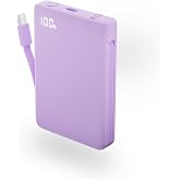 CIO Mate PowerBank002 モバイルバッテリー 5000mAh マグネット USB-C ケーブル内蔵 (エアリーパープル) | 着脱式ケーブル内蔵, iPhone背面に吸着, 小型軽量, 15W急速充電, ワイヤレス充電非対応