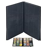 ポケットトレーディング カードアルバム、9ポケット仕様 360枚収納、サイドローディングPPポケット、ポケモンカードと互換性のあるカードバインダーポケットサイズ (ブラック)