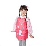 Hosim Kids Paintingエプロンの男の子と女の子、子供たちのColorfulart Craft Smock with Long Sleeves大きなポケット、再利用可能な塗装、キッチンエ