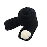 Goenn 編みマフラー キッズ子供用 女の子 男の子 秋冬防寒 大判 しもやけ 対策 厚手 誕生日 お祝い プレゼント 公園 お出かけ お散歩 (ブラック)