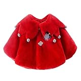 Tortor 1bacha(JP) ベビー服 女の子 コート たこ 大きめの襟 ふわふわ 暖かい ストール マント 赤ちゃん服 ガールズ 秋冬 防寒 通園 結婚式 パーティー レッド