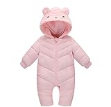 LAZA ベビーロンパース キッズジャンプスーツ ベビーダウンコート 子供ダウンコート 男女兼用 新生児用カバーオール (ピンク, 100)