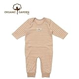 【オーガニックガーデン】吸汗性のいいパイルが人気のボーダーカバーオール　オーガニックコットン100％ 80cm