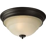Progress Lighting P3184-77 2-Light Close-To-Ceiling with A Tea Stained Bell-Shaped Glass Bowl, Forge