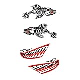 Lovoski 4個入り　カヤック　フィッシュスケルトン　シャーク口　デカール　ステッカー