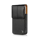Importer520 Design Black Leather Pebbled Texture Vertical Belt Loop Magnetic Closing Flap Pouch Case