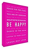 Feel Good Art Gallery Wrapped A3 Box Canvas with Solid Front Panel (12 x 16-Inch, Hot Pink, Be Happy