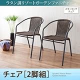 ラタン調リゾートガーデンファニチャー Rashar ラシャル ガーデンチェア 2脚組 soz1-500025837-114513-ah 座面カラーはダークブラウン