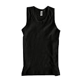 Plus Nao(プラスナオ) タンクトップ ノースリーブ トップス 無地 シンプル ラウンドネック キッズ ジュニア 子供用 男の子 男児 女の子 女 XL ブラック