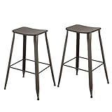 ELEGAN 30 Inches Sheet Metal Frame Tolix Style Backless Bar Stool Set of Two [並行輸入品]