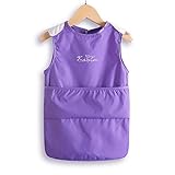 MOMO　ベビーノースリーブ エプロン 子供 幼児 天使の翼スモック　タイプ 食事用　洗濯機でも洗える お食事用防水ビブ キャッチポケット付き キッズ　子供用　男女兼用【5色可選】 (90cm（1～２