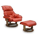 大川家具 関家具 リクライナー (幅83cm/素材:合皮) レッド オットマン付き 270773