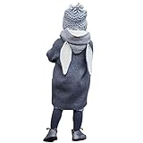 かわいい幼児Rabbitジャケット、Franterdベビー秋冬フード付きコート厚手暖かいアウター服 グレイ