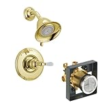 デルタDelta ksdvi-t14255-h712-pb Victorianシャワーキットpressure-balance単一機能カートリッジwith磁器レバーハンドルポリッシュ真鍮Polished