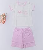 iTimes子ども肩開きセット　ホームウェア　赤ちゃんパジャマ夏用　リラックスセット　やわらかい肌触り　綿100％ (100, ピンク)