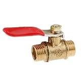 【ノーブランド 品】1/4 　オス→オス 　ボールバルブ 12mm 　レッドレバーハンドル