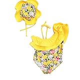 水着 子供 キャップ付き 2点セット 可愛い 花柄　ビキニ キッズ 水着 ベビー　女児 女の子 水着 ファッション パンツ ワンピース