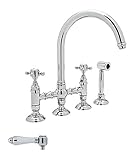 Rohl A1461LMWSAPC-2 A1461Lmws-2 Country Kitchen Bridge Faucet with Side Spray and Metal Lever, Polis