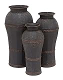 Plutus Brands Metal Vase with Antique Weathered Finish, Set of 3 [並行輸入品]