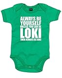 (ロキになれない限りは、いつも自分のままでいてください。) Always Be Yourself Unless You Can Be Loki, プリント　ベビースーツ - グリーン/白 12-18 