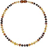 Baltic Amber Teething Necklace for Babies - Lab-Tested - Comes With Silicone Teething Necklace - Bar