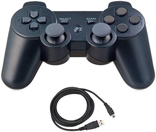 PS3 コントローラー Bluetooth ワイヤレス ゲームパッド USB ケーブル 振動機能 充電式 ケーブル 日本語説明書 付き - 1