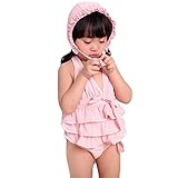 Spinas（スピナス） ベビー キッズ 水着 女の子 おしゃれな デザイン ワンピース 水着 かわいい 帽子付き 90-120cm 全4種（ピンク イエロー ドット スワン）