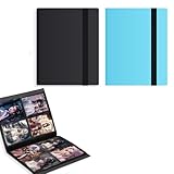 WISSUA カードファイル トレカ バインダー カードケース ファイル スリーブ対応 ゲーム・スポーツカードの収納 (ブラック，ブルー2本入り, 4ポケット160枚収納)