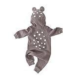mioim ベビー服 着ぐるみ ロンパース カバーオール かわいい シカ キッズ コスチューム 防寒着 男の子 女の子 出産祝い 赤ちゃんに (グレー, 100CM)