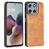 【 Antimam 】MOTO G66J/G66Y 5G 対応 ケース 手帳型 財布型 新型 全面保護 耐衝撃 擦り傷防止 軽量 落下保護 手帳型 ケース（レトロブラウン）モトローラ モトG66J 5G 高級 PU革 背面 IC カード 収納 スタンド機能 ケース g66j 5g 茶色