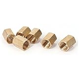 uxcell 六角ロッドカップ 1/4BSPのめねじ ストレート 真鍮 ゴールドトーン 6個入り