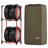 PYKES PEAK (パイクスピーク) タイヤラック カバー セット 軽自動車 普通自動車 幅52.5×奥行29.5×高さ127 耐荷重 120kg 4本 横置き タイヤ保管 タイヤ収納 タイヤラックカバー タイヤカバー タイヤステーション M (パワーレッド)