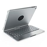 PCATEC キーボードケース 360度回転機能 7色LEDバックライト ワイヤレス bluetooth キーボード リチウムバッテリー内蔵 アルミ合金製 iPad9.7 (第五世代) iPad 9.7(2018第6世代) シルバー