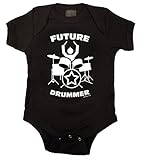 Kiditude将来DrummerパンクロックBaby Onesie、ブラック カラー: ブラック