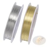 NIHOOOOH クラフトワイヤー 針金 細い 銅線 0.3mm×30m 2巻 ゴールド＆シルバー 手芸 DIY ハンドメイド アクセサリー用