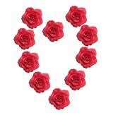 Fityle 全11色10個 人工造花 バラ 結婚式 装飾品 フラワー 7cm 結婚式 花部分のみ 家庭/オフィス/店舗 - 赤