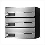 ナスタ 集合住宅用ポスト　前入前出タイプ　静音大型ダイヤル錠　戸数3　KS-MB4202PU-3L　防滴タイプ ステンレスヘアーライン
