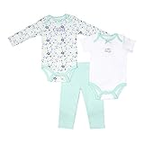 ベビーギア3個入り新生児長袖ボディスーツ、女の子半袖ボディスーツ&パンツセット US サイズ: 0-3 Months カラー: グリーン