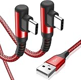 USB Type C ケーブル L字【2本セット 2m】Sweguard USB-C to USB-A ケーブル【PD& QC3.0対応 3.1A急速充電】タイプc 充電ケーブル iPhone 16 15 Pro Max,アイホン15 16,iPad Pro、Samsung Galaxy S24 S23 S22 S10,Sony,Huawei,Pixel、usb c機器と互換性があり(赤)