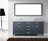 Virtu MD-2072-WMRO-GR Caroline Double Bathroom Vanity Cabinet Set 72 Grey [並行輸入品]