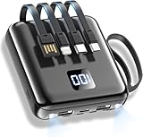 【22000mAh大容量&2024新登場·4本ケーブル内蔵】モバイルバッテリー 大容量 5台同時充電 急速充電 軽量&ケーブル着脱可 スマホ