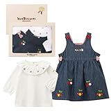 [ミキハウス ホットビスケッツ] ジャンパースカート＆ブラウスセット【BOX付き】 男の子 女の子 ベビー 子供服 出産祝い ベビーギフト インディゴブルー 70cm 74-9906-496