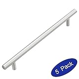 Lizavo 701-192SN Satin Nickel Cabinet Hardware Solid Euro Style T-bar Handle Pull- 7-1/2" (192mm) Ho