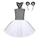 (フィーショー) FEESHOW ベビー 子供ドレス プリンセスドレス チュチュスカート フワフワ ワンピース 女の子 ピアノ 結婚式 入園式 発表会 七五三 記念撮影 ブラック＆ホワイト 100