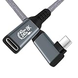 WLGQ USB4/Thunderbolt 4 アクティブ延長ケーブル (0.65フィート) - 直角、40Gbpsデータ、240W充電、8K@60Hzビデオ、メスからオスへのショートエクステンダーコード。